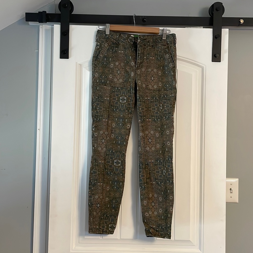 Anthropologie Cadet Slim Utility Pant - Green Motif